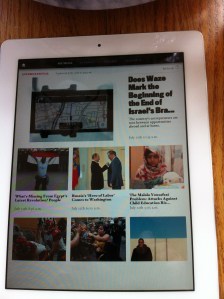 View from iPad of Atlantic's global section, 7/13/13. My article's at the top!